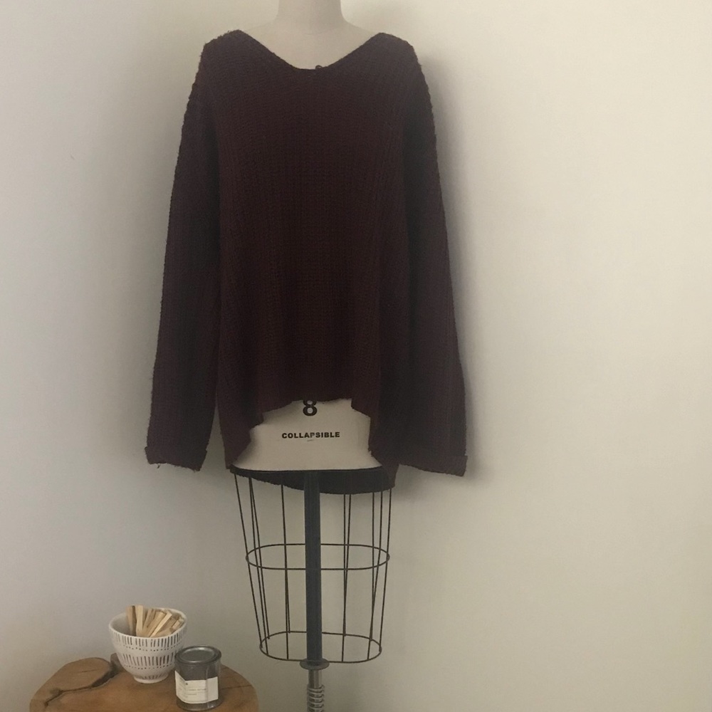 BURGUNDY OVERSIZED TUNIC SWEATER